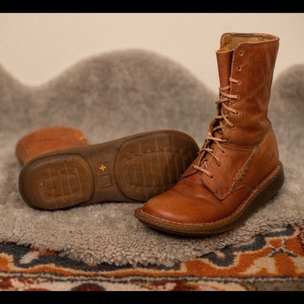 Doc Marten combat boots in peanut